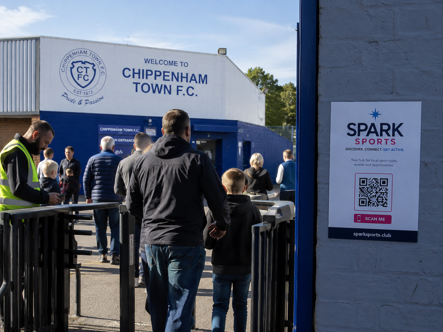 Spark Sports poster at a local football club.